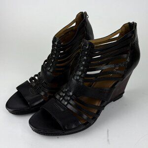 Trask Strappy Wedge Sandals Heels Black - Womens 10